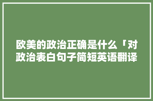 欧美的政治正确是什么「对政治表白句子简短英语翻译」