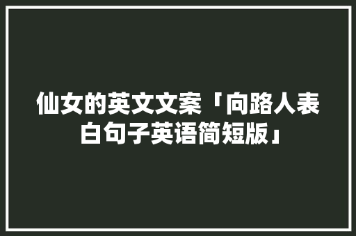 仙女的英文文案「向路人表白句子英语简短版」 仙女的英文文案「向路人表白句子英语简短版」 表白句子