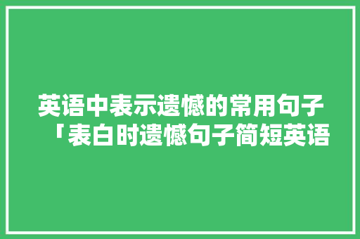 英语中表示遗憾的常用句子「表白时遗憾句子简短英语版」