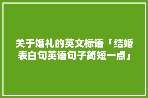 关于婚礼的英文标语「结婚表白句英语句子简短一点」 关于婚礼的英文标语「结婚表白句英语句子简短一点」 土味情话
