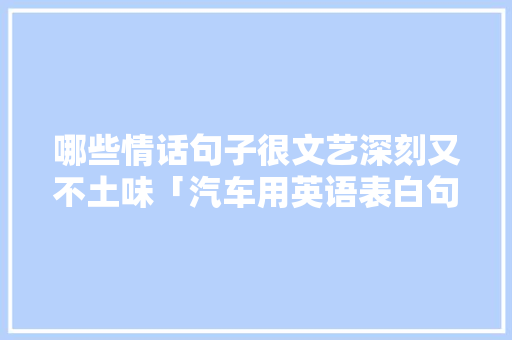 哪些情话句子很文艺深刻又不土味「汽车用英语表白句子简单一点」