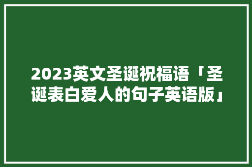 2023英文圣诞祝福语「圣诞表白爱人的句子英语版」