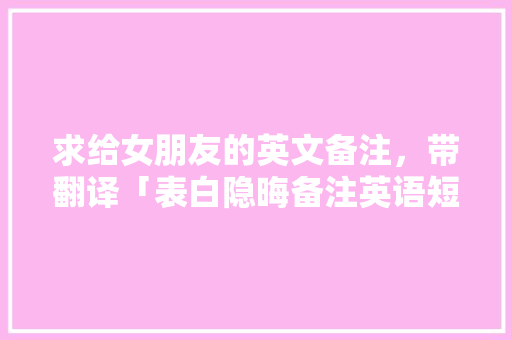求给女朋友的英文备注，带翻译「表白隐晦备注英语短句子带翻译」