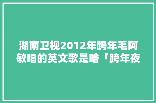 湖南卫视2012年跨年毛阿敏唱的英文歌是啥「跨年夜英语表白句子简短」