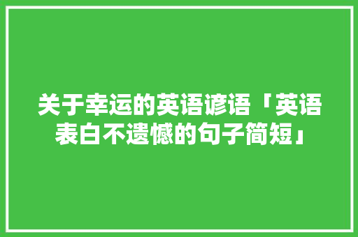 关于幸运的英语谚语「英语表白不遗憾的句子简短」