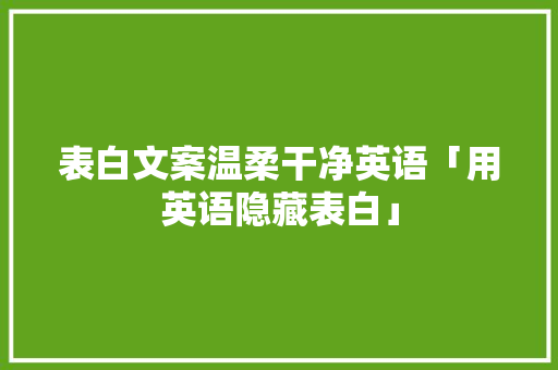 表白文案温柔干净英语「用英语隐藏表白」 表白文案温柔干净英语「用英语隐藏表白」 表白句子