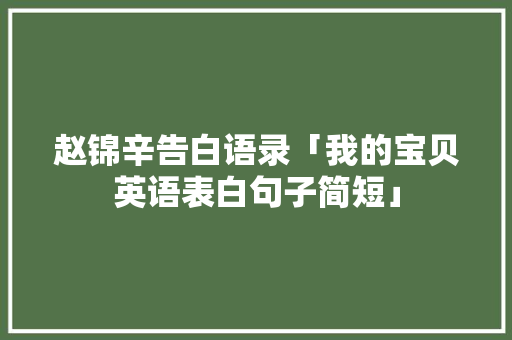 赵锦辛告白语录「我的宝贝英语表白句子简短」