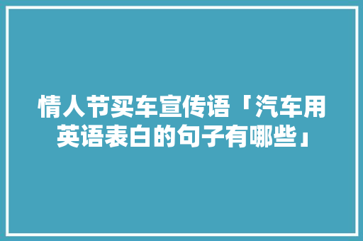 情人节买车宣传语「汽车用英语表白的句子有哪些」