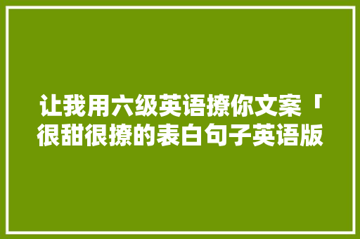让我用六级英语撩你文案「很甜很撩的表白句子英语版」