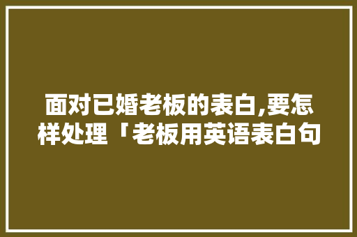 面对已婚老板的表白,要怎样处理「老板用英语表白句子简短」