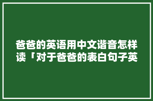 爸爸的英语用中文谐音怎样读「对于爸爸的表白句子英语版」