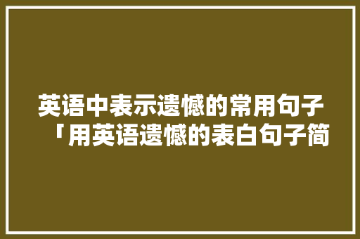 英语中表示遗憾的常用句子「用英语遗憾的表白句子简短」