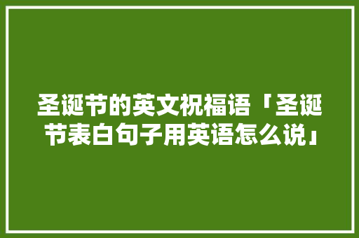 圣诞节的英文祝福语「圣诞节表白句子用英语怎么说」