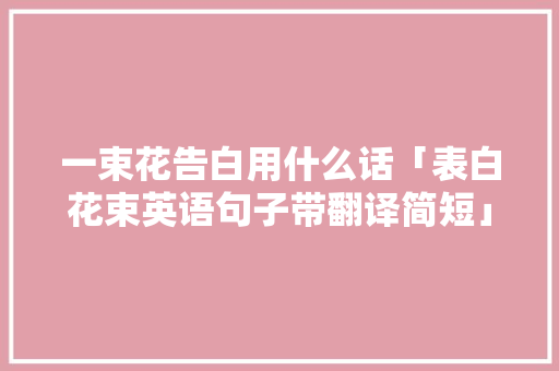 一束花告白用什么话「表白花束英语句子带翻译简短」