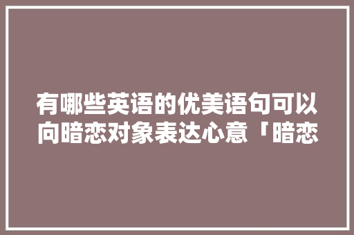 有哪些英语的优美语句可以向暗恋对象表达心意「暗恋日记表白英语句子简短」