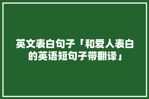 英文表白句子「和爱人表白的英语短句子带翻译」 英文表白句子「和爱人表白的英语短句子带翻译」 表白句子
